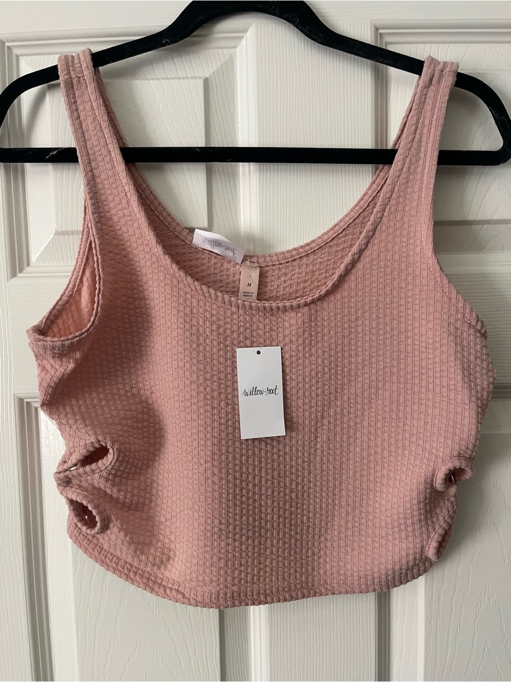 Willow + Root Mauve Waffle Knit Crop Tank with Side Cutouts